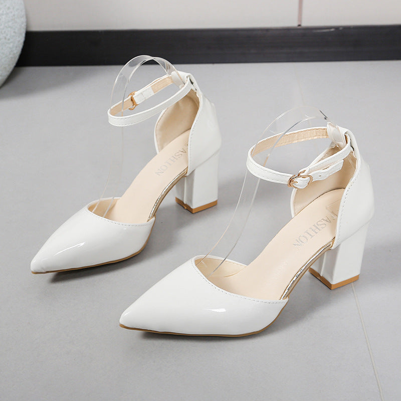 Damen elegante High-Heels mit transparentem Riemen und Blockabsatz