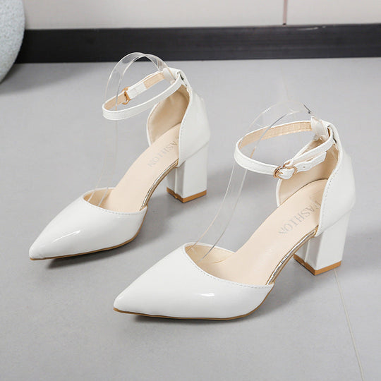 Damen elegante High-Heels mit transparentem Riemen und Blockabsatz