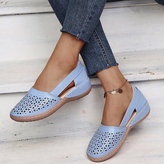 Damen Atmungsaktive Ballerinas mit modischem Lochmuster