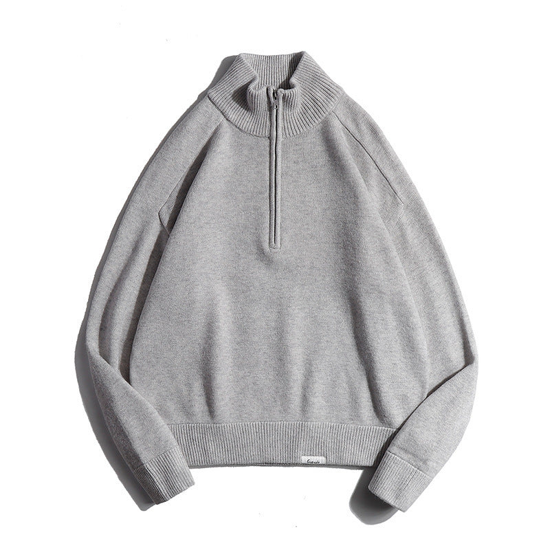 Herren Feinstrickpullover mit halbem Reißverschluss und Stehkragen Nord Taschen