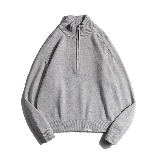 Herren Feinstrickpullover mit halbem Reißverschluss und Stehkragen Nord Taschen