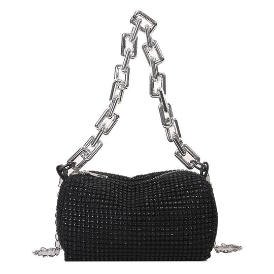 Damen schicke Umhängetasche mit funkelndem Strass und auffällig Kettenakzent Nord Taschen
