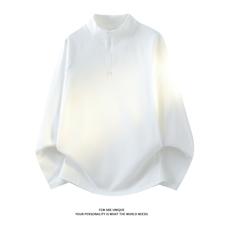 Unisex Oversize-Mockneck-Halbzip-Sweatshirt aus Mikrofleece mit abgerundetem Saum Nord Taschen