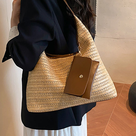 Damen Hobo-Tasche aus hochwertigem geflochtenem Material mit abnehmbarem Anhänger Nord Taschen