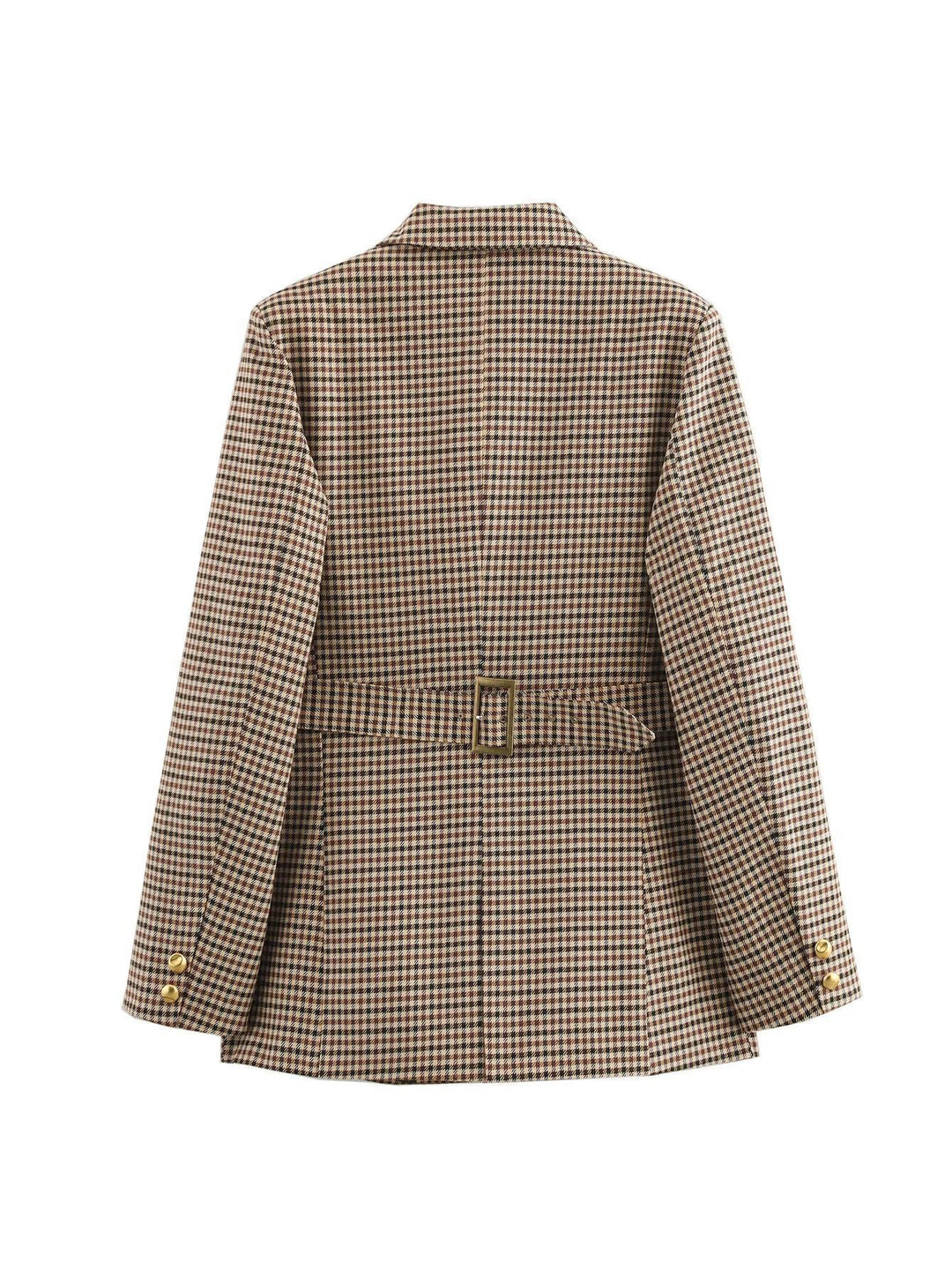 Damen karierten Blazer mit goldenen Knöpfen und praktischen Taschen Nord Taschen