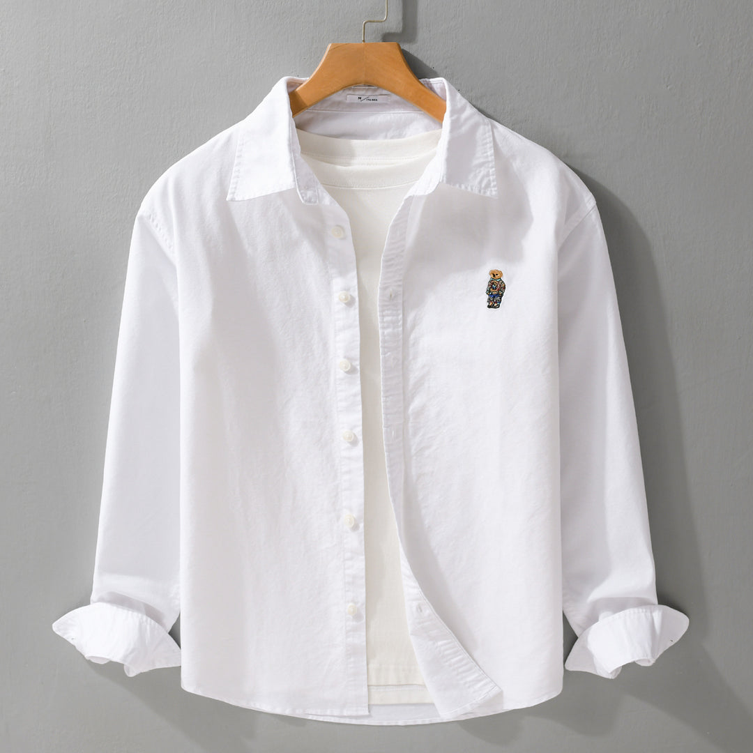 Herren Button-Down Overshirt im Casual-Relaxed-Stil mit tonaler Stickerei Nord Taschen