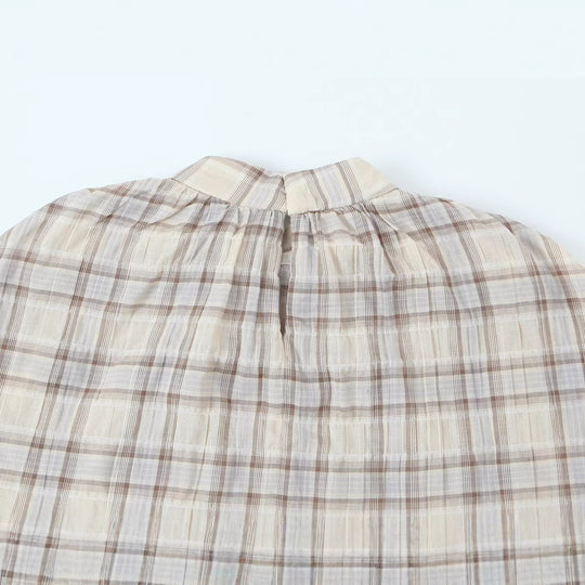 Damen Cropped Blusenoberteil mit Cape-Überwurf und Stehkragen Nord Taschen