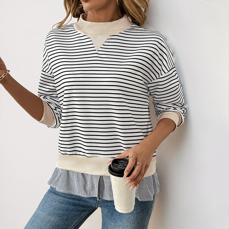 Damen Lässiger Langarm Pullover mit Rippdetails Nord Taschen