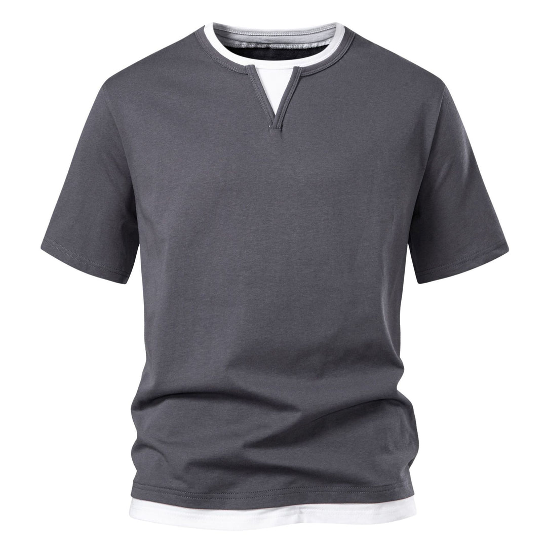 Herren Langarmshirt mit Lagen-Look und markantem Schlitzkragen Nord Taschen