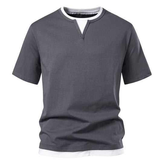 Herren Langarmshirt mit Lagen-Look und markantem Schlitzkragen Nord Taschen