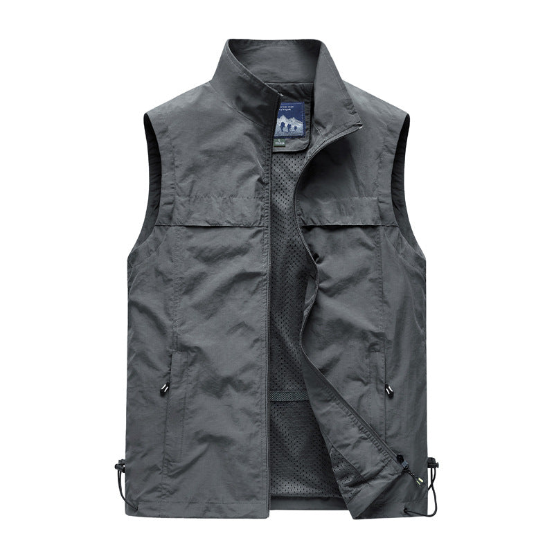 Herren  leichte winddichte Outdoorweste mit Reißverschlusstaschen und atmungsaktivem Mesh-Futter Nord Taschen