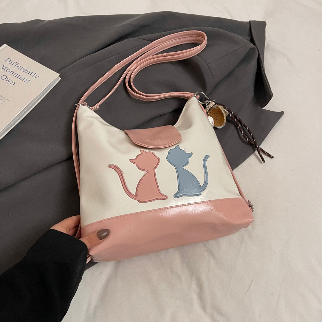 Damen Designer Umhängetasche mit verspieltem Katzenmotiv Nord Taschen