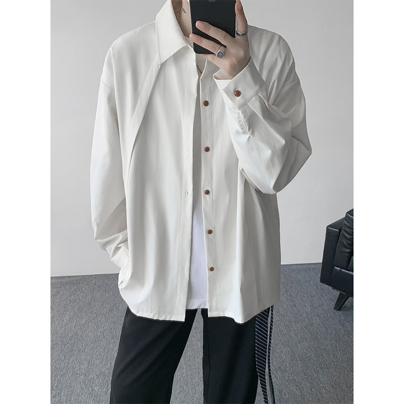 Herren Oversize-Hemdjacke aus leichtem Baumwollmix mit geradem Schnitt & Knopfleiste Nord Taschen