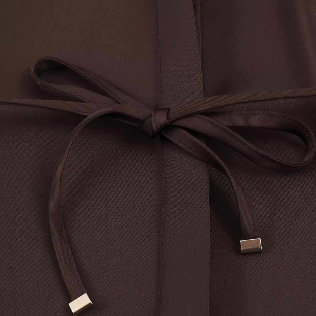 Damen Seidenähnliche Oversize-Hemdjacke mit Tunnelzugtaillierung und breiten Manschetten Nord Taschen