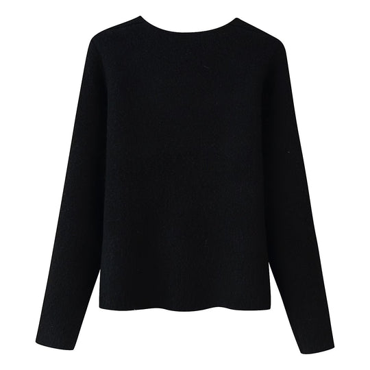 Damen Eleganter Kurzcardigan aus Bouclé‑Strick mit tiefem V‑Ausschnitt und dekorativer Schmuckknopfleiste Nord Taschen