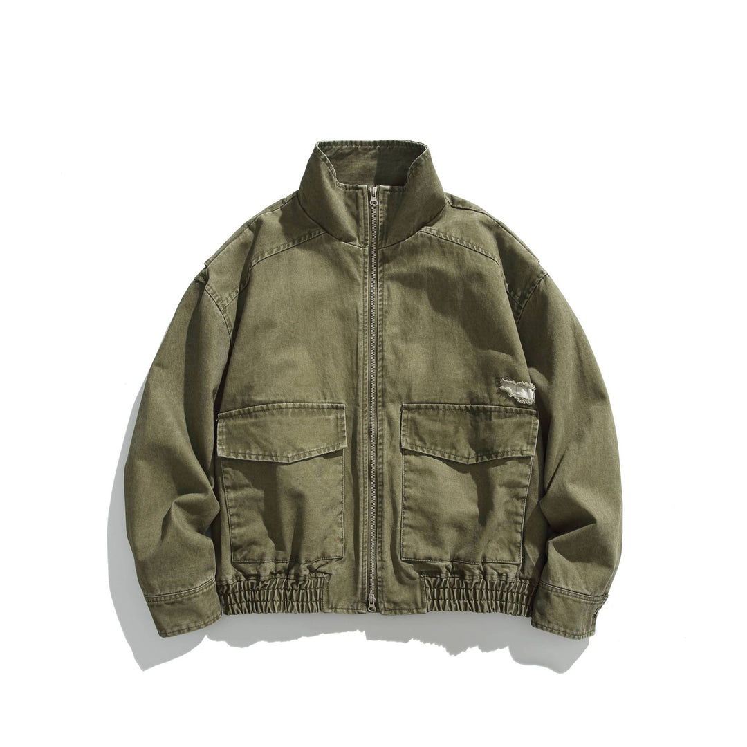 Unisex Kurzblouson im Vintage-Canvas mit hohem Stehkragen und Utility‑Taschen Nord Taschen