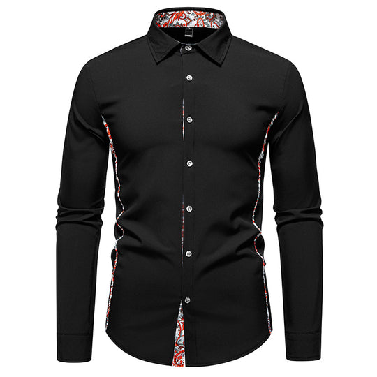 Herren Elegantes tailliertes Business-Hemd mit kontrastierter Innenblende und Paisley-Detail Nord Taschen