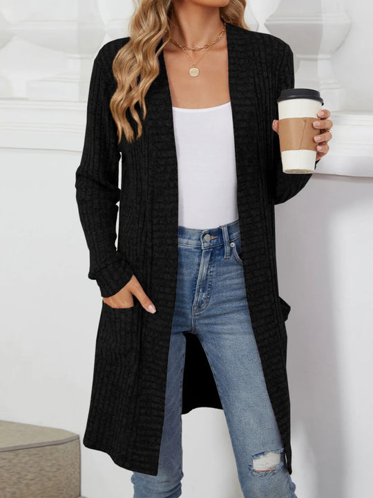 Damen Eleganter Strickcardigan mit offenen Front Nord Taschen