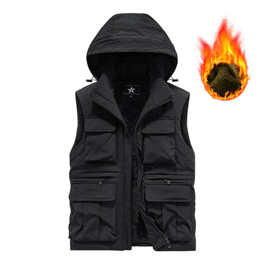 Herren Funktionelle Outdoor-Weste mit Kapuze Nord Taschen