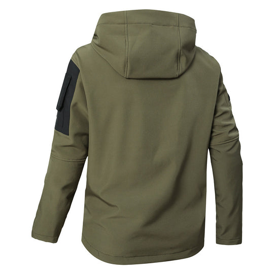 Herren Softshell-Tactical Jacke mit Fleece-Innenfutter, Kapuze und Multifunktionstaschen Nord Taschen