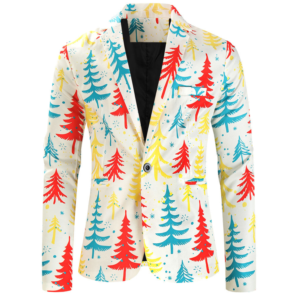 Damen Weihnachtliches Slim-Fit-Sakko mit Allover Rentier- und Tannenbaum-Print Nord Taschen