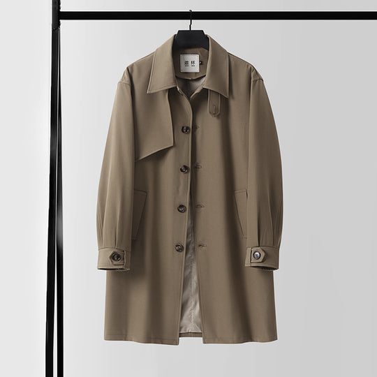 Herren Moderner wasserabweisender Trenchcoat mit verdeckter Knopfleiste und Passformoptimierung Nord Taschen