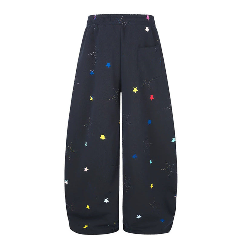 Damen Extraweite Palazzo‑Sweathose im Balloon‑Cut mit elastischem Komfortbund, Kordelzug und Sternen‑Applikation Nord Taschen
