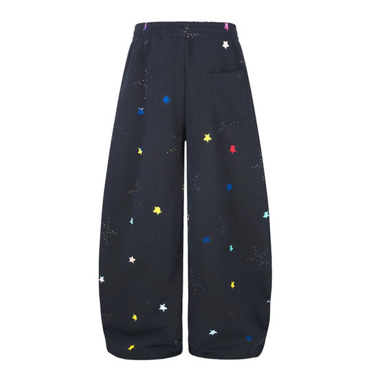 Damen Extraweite Palazzo‑Sweathose im Balloon‑Cut mit elastischem Komfortbund, Kordelzug und Sternen‑Applikation Nord Taschen