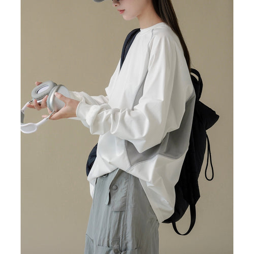 Damen Oversized Sweatshirt mit Raglan-Nähten und Kontrast-Mesh-Einsätzen Nord Taschen