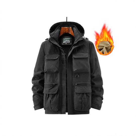 Herren Utility-Parka mit wärmendem Fleece-Futter, Multifunktionstaschen und verstellbarer Kapuze Nord Taschen