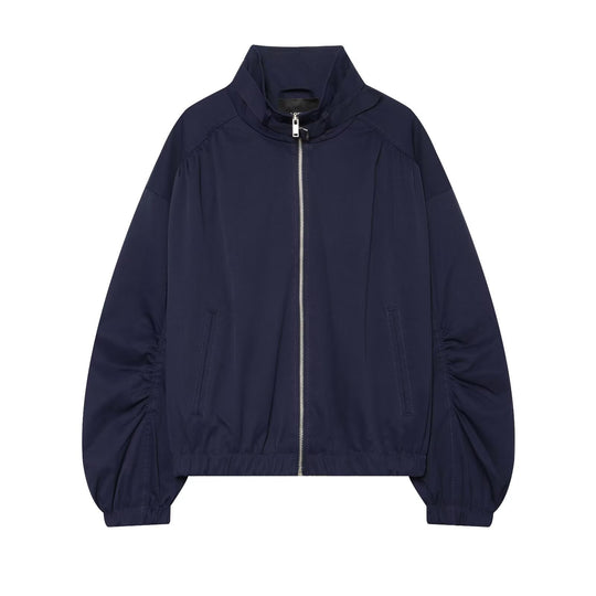 Damen Kurzer Nylon-Blouson mit hohem Stehkragen und gerafften Ballonärmeln Nord Taschen