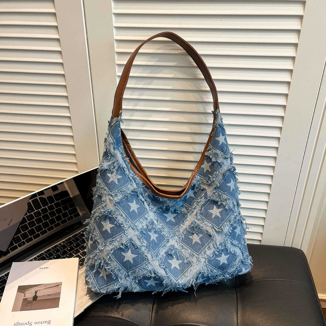 Damen Hobo-Tasche mit buntem Sternenmuster und fransigen Akzenten Nord Taschen