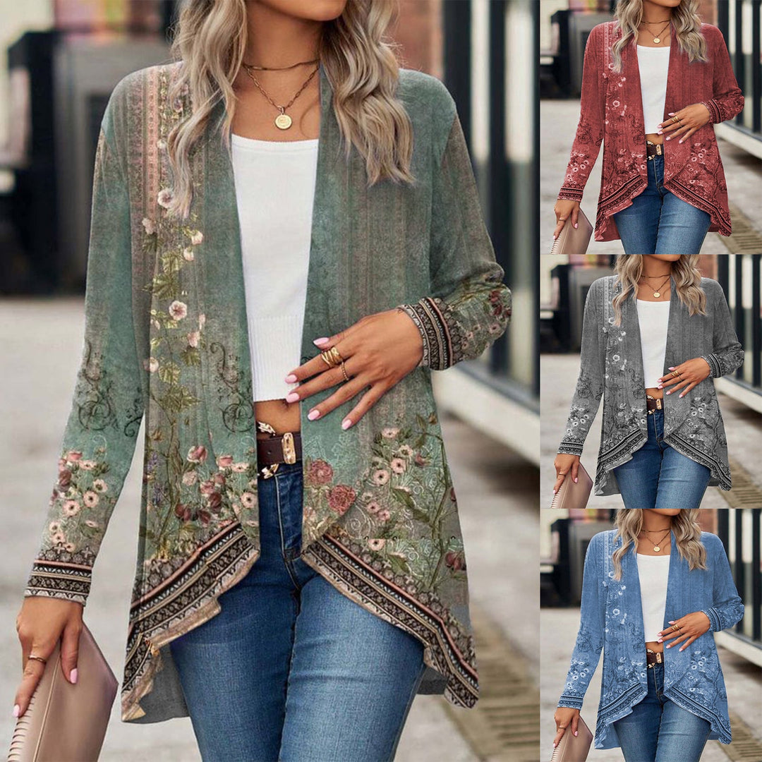 Damen Offene Longjacke mit floralem Design