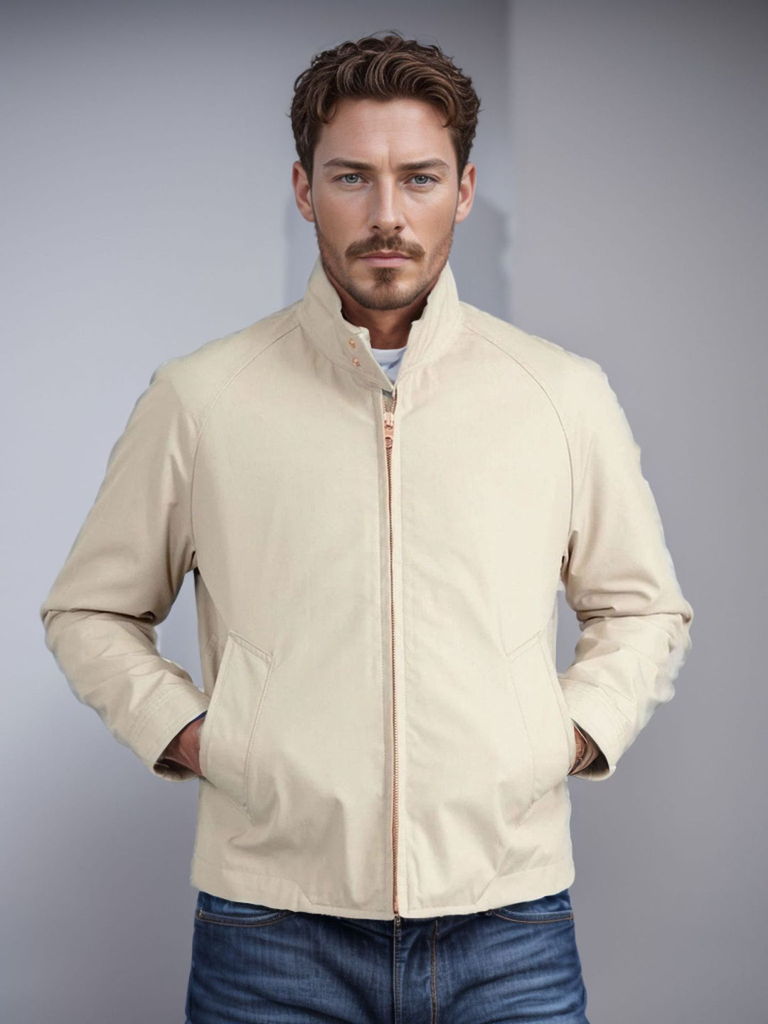 Herren Harrington-Jacke mit Cordkragen, Zweiwege-Reißverschluss und verdeckten Eingrifftaschen Nord Taschen
