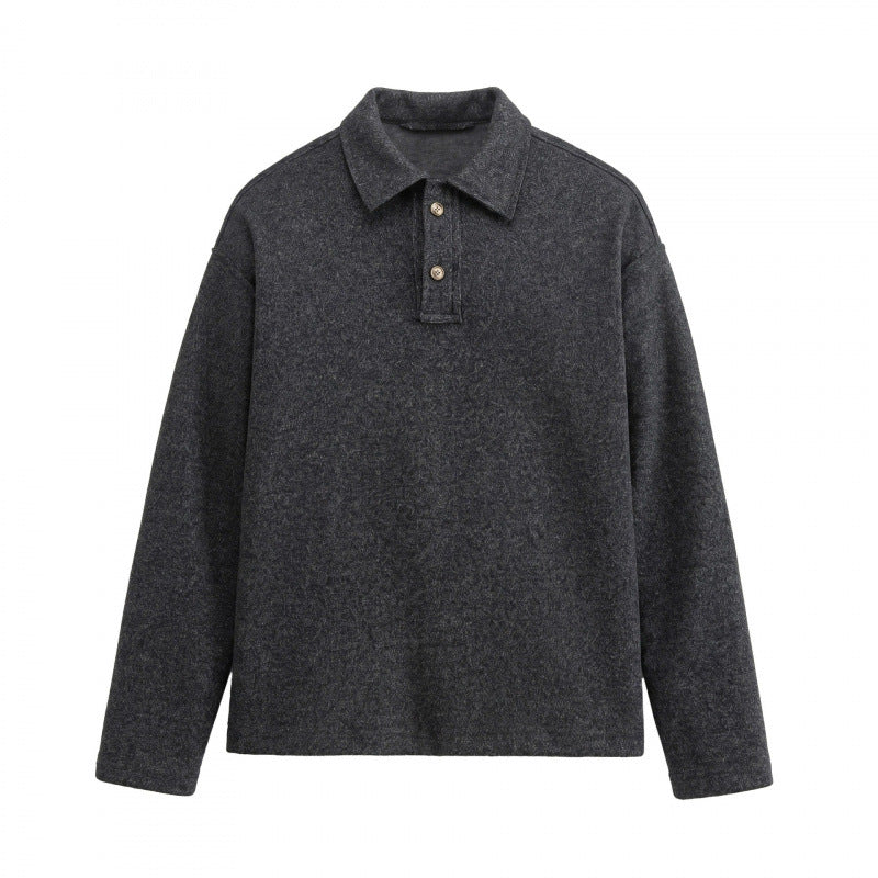 Unisex Boxy-Polo-Pullover aus Wollmix mit Henley-Knopfleiste und geradem Saum Nord Taschen
