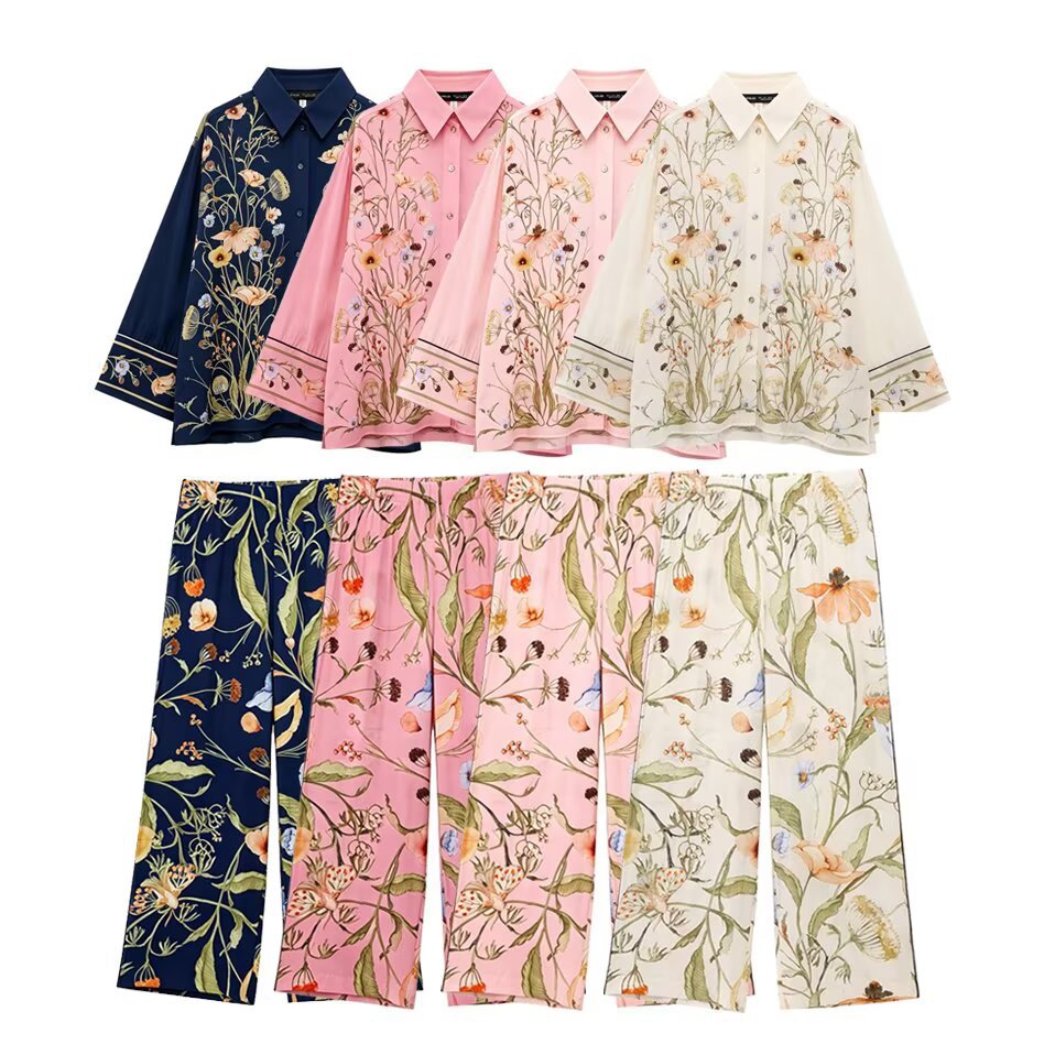 Damen Palazzo-Hose mit floralen Mustern
