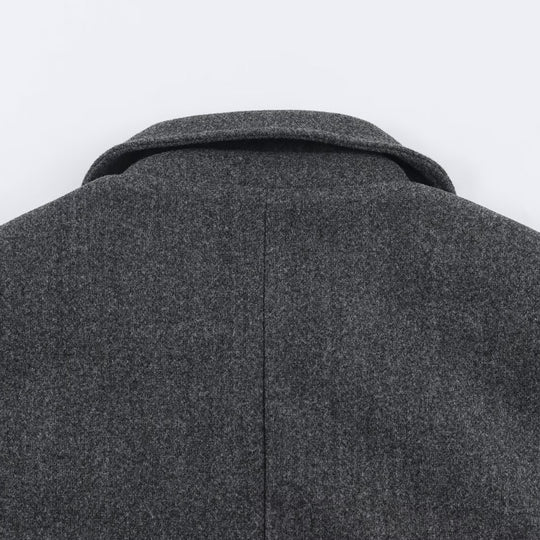 Damen Kurzmantel im Doppelreiher aus Wollmix mit hohem Stehkragen und Taillengürtel Nord Taschen
