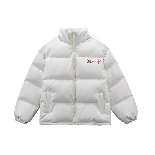 Damen Wattierte Kurzjacke mit floraler Stickerei und hohem Stehkragen Nord Taschen