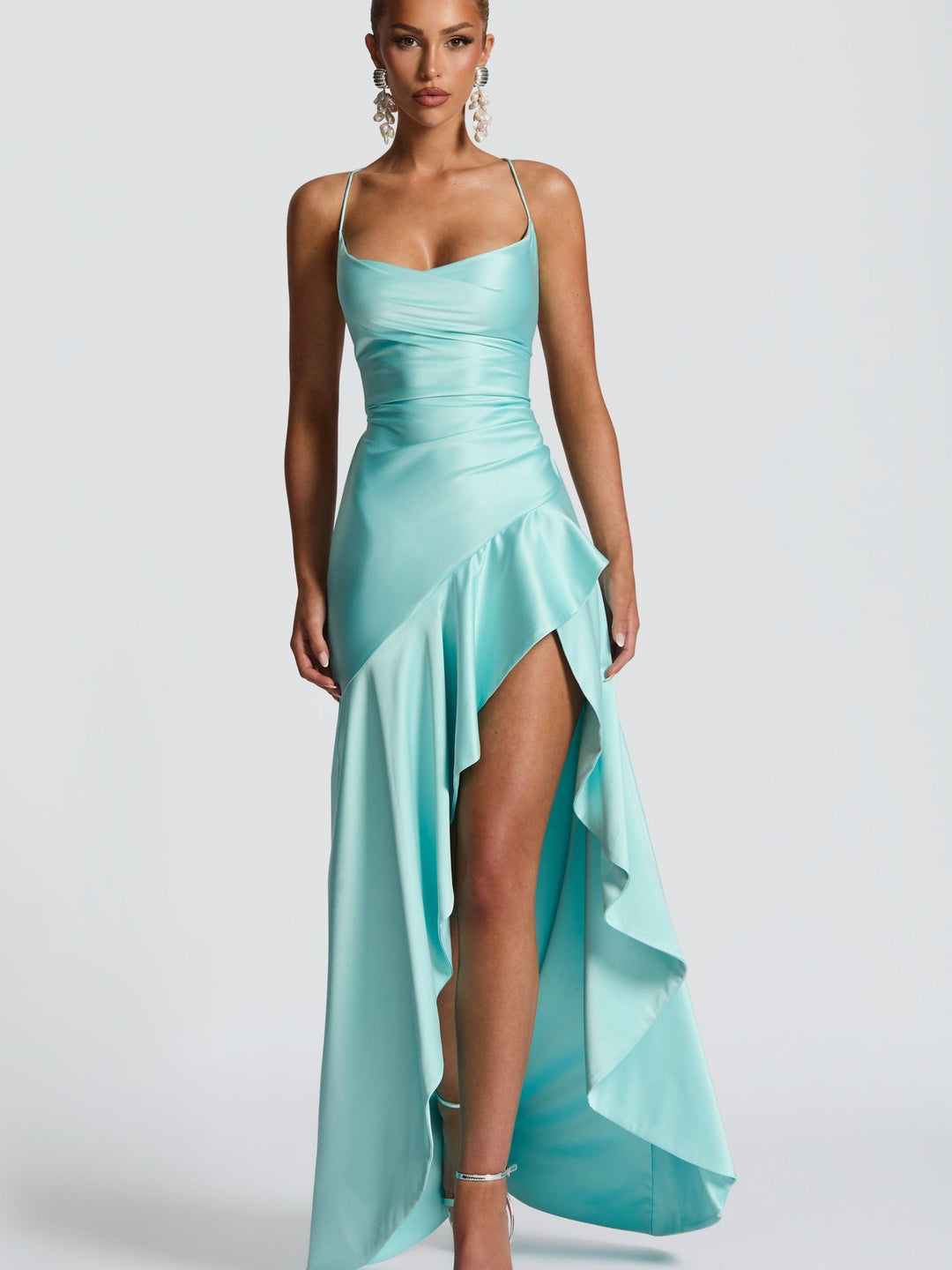 Damen Satin Abendkleid