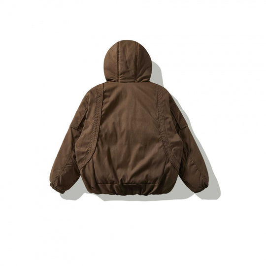 Unisex Oversize Stepp-Bomberjacke mit hoher Kapuze, geformten Pattentaschen und elastischem Saum Nord Taschen