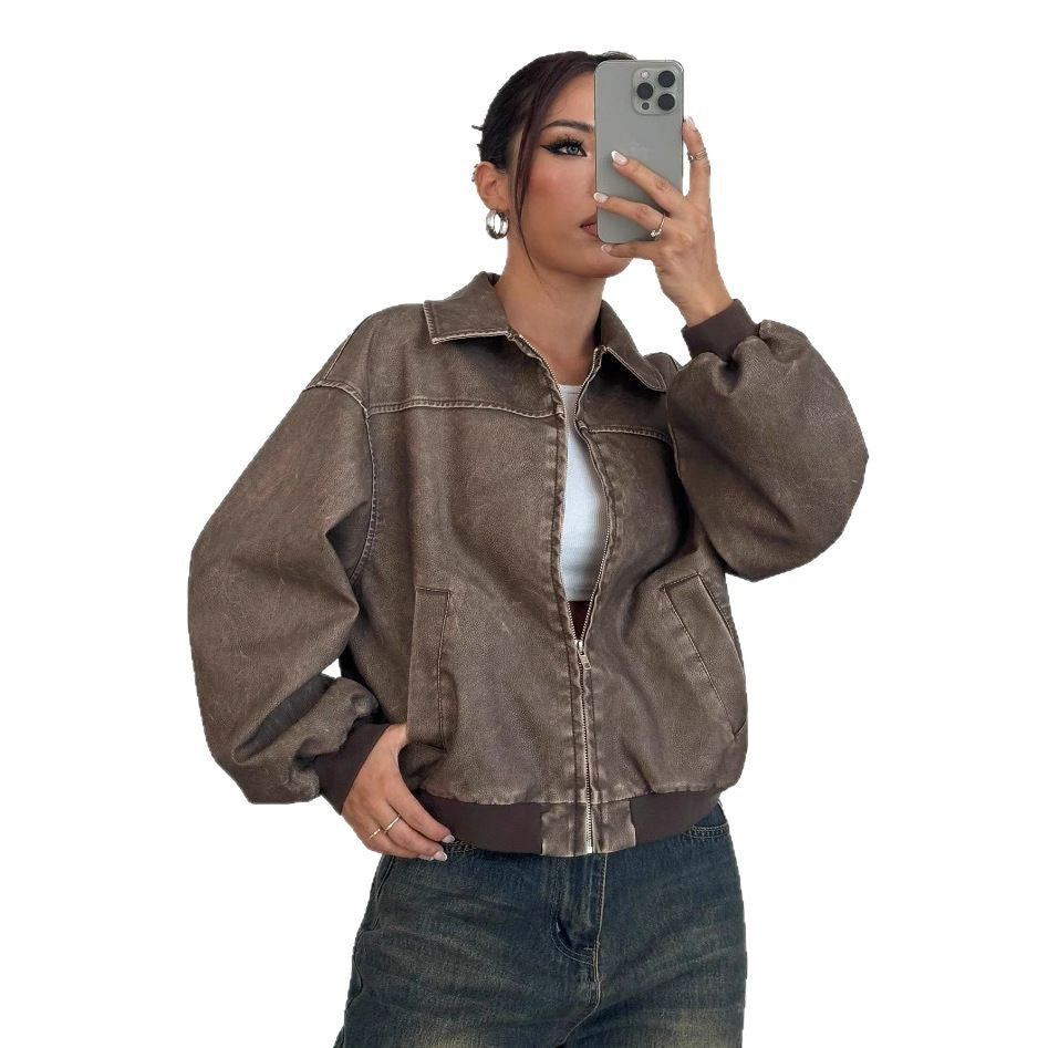 Damen oversized Bomberjacke mit lässigem Schnitt und voluminösen Ärmeln - Arvani