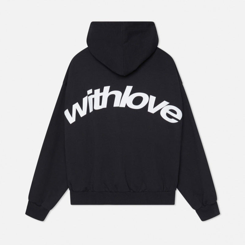 Unisex Oversized Kapuzenpullover mit großem Rückenprint und weichem Fleece Innen Nord Taschen
