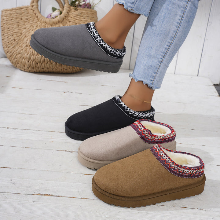 Damen  gefütterte Kuschel-Pantoletten mit besticktem Schaftrand, weichem Faux‑Fellfutter und profilierter Anti-Rutsch‑Sohle Nord Taschen