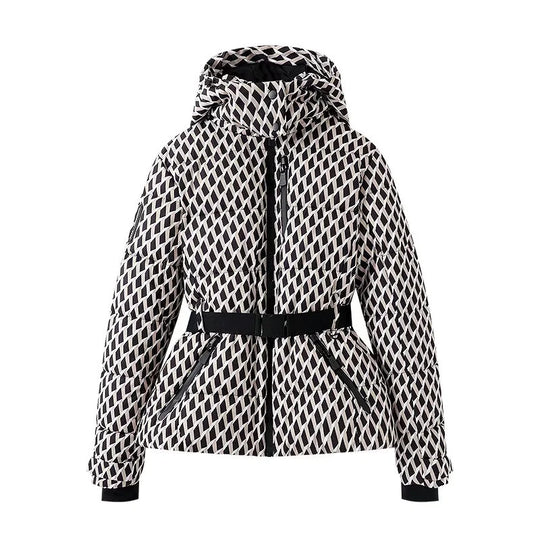 Damen 100+ gesteppte Ski- und Winterjacke mit Kapuze, Taillengürtel & wasserdichten Reißverschlüssen Nord Taschen