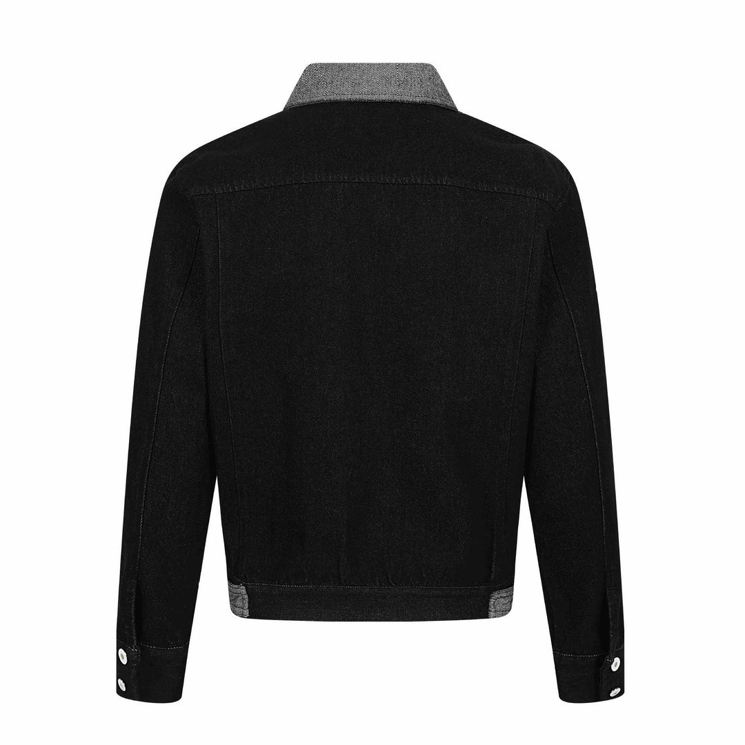 Herren Denim-Blousonjacke mit Kontrastkragen und grafischen Ärmelprints Nord Taschen
