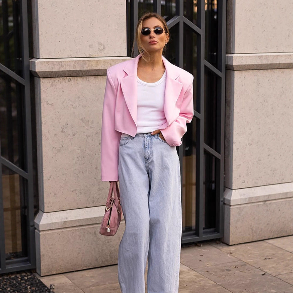 Damen Kurzblazer- und Maxirock-Zweiteiler aus fließendem Satin mit tailliertem Bund Nord Taschen