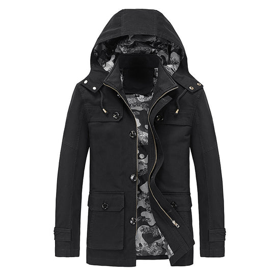 Herren leichter Canvas-Fieldparka mit camouflage-Innenfutter, verdecktem Reißverschluss und Mehrzwecktaschen Nord Taschen