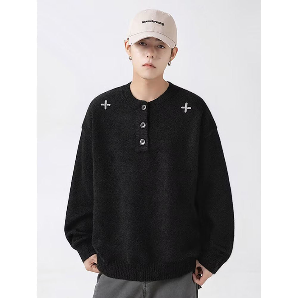 Herren Trendiger Pullover mit Knopfdetails Nord Taschen