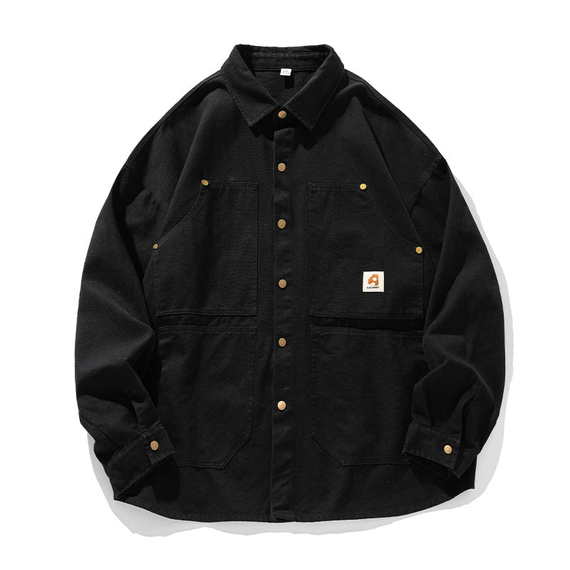 Unisex Kastenförmige Canvas-Chorejacke mit Messing-Druckknöpfen und vier aufgesetzten Taschen Nord Taschen