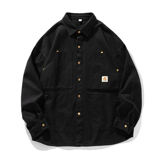 Unisex Kastenförmige Canvas-Chorejacke mit Messing-Druckknöpfen und vier aufgesetzten Taschen Nord Taschen